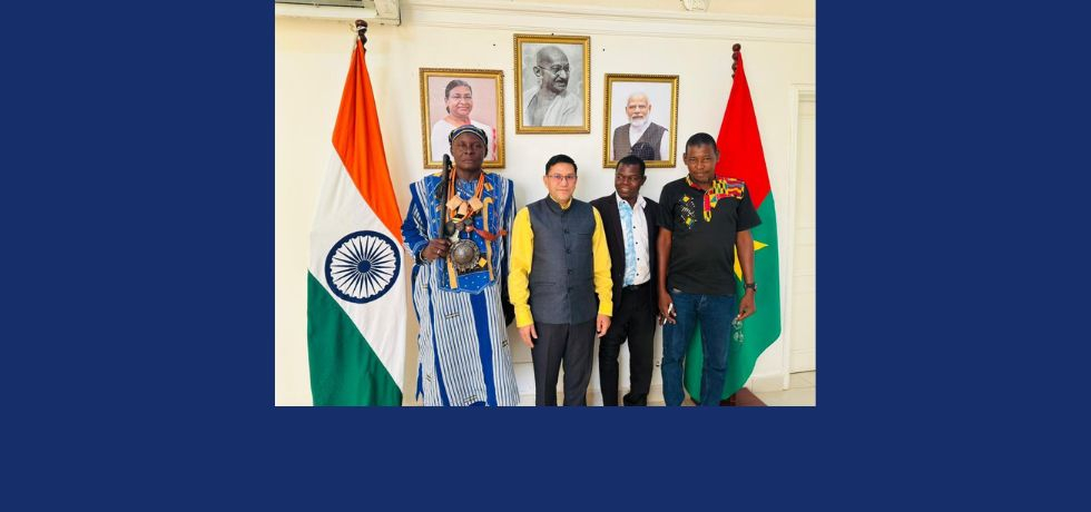 Ambassador Om Prakash Meena receives Chief Custodian Nassouri Tadaano Oyienbiga Oyenboiro for cultural cooperation discussions.